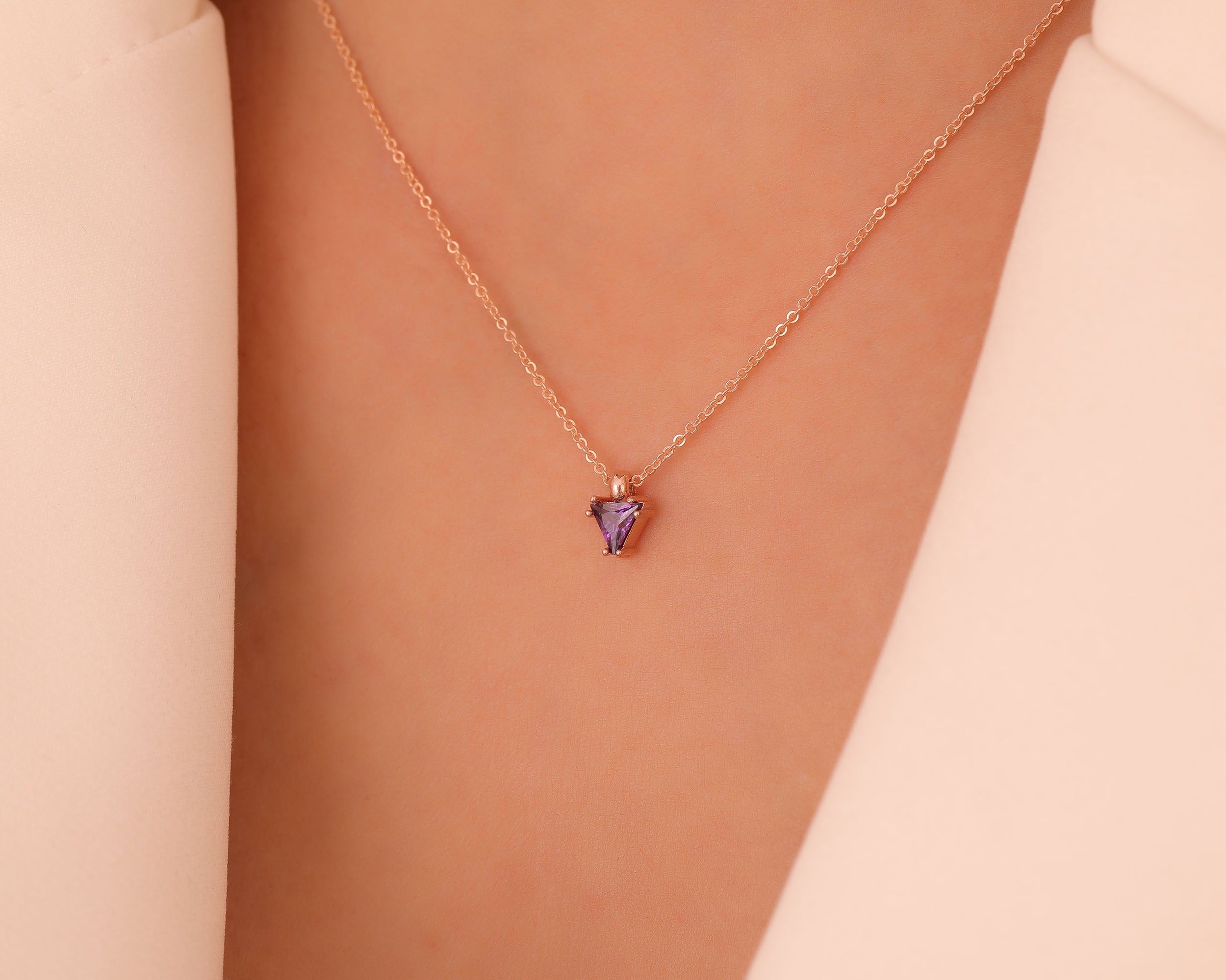 Trillion Cut Family Birthstone Necklace