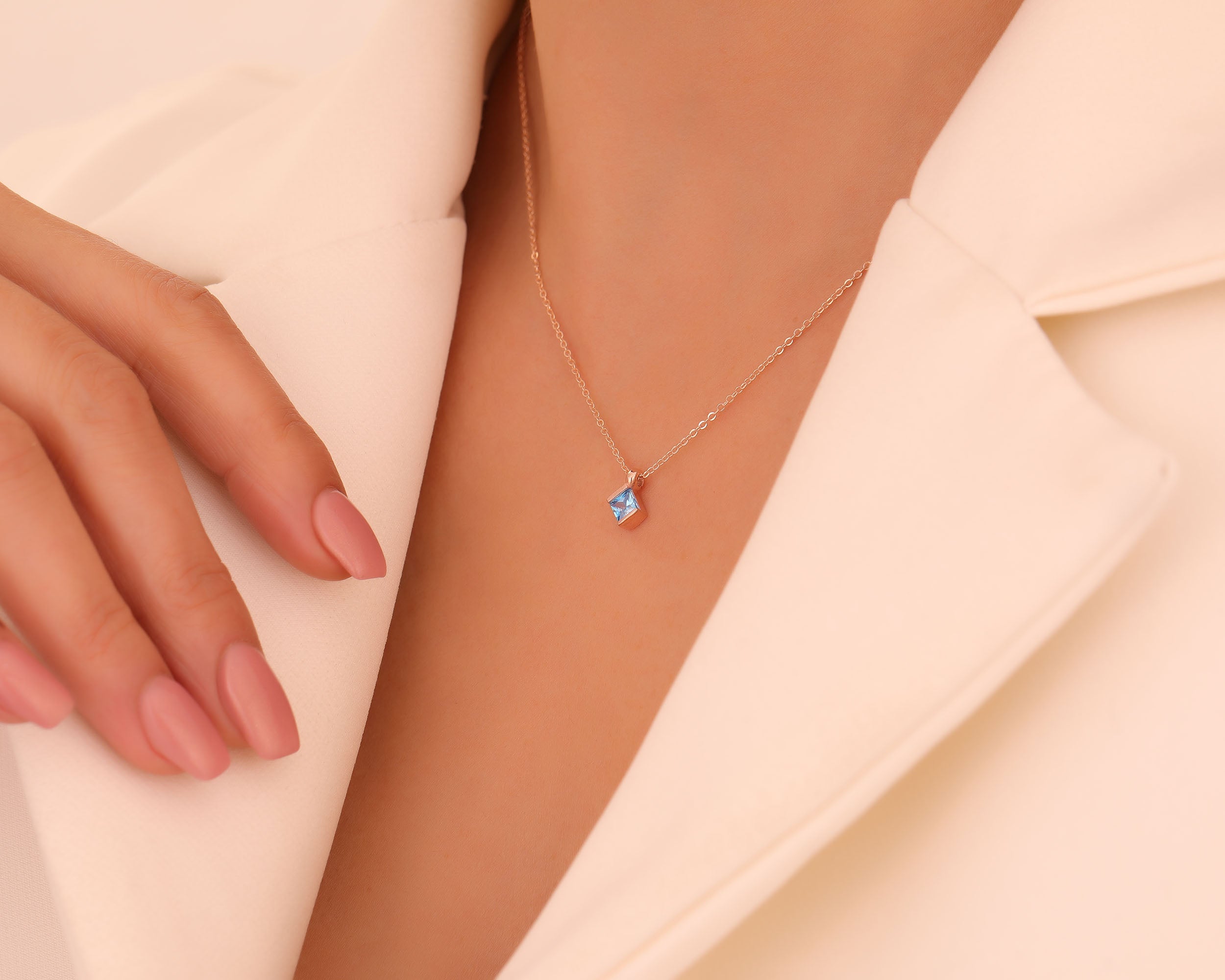 Custom Family Birthstone Zigzag Necklace