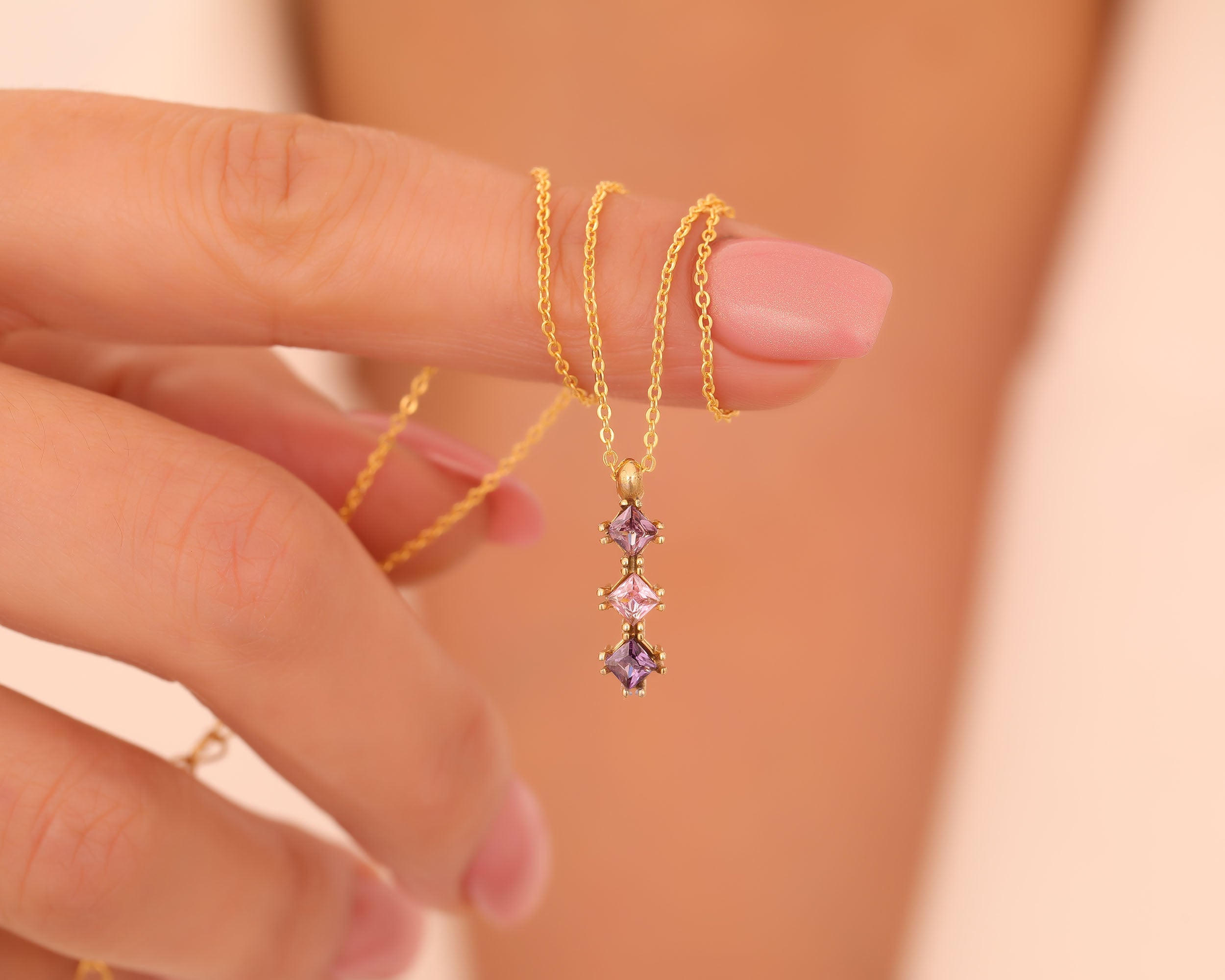 Custom Birthstone Journey Bar Necklace