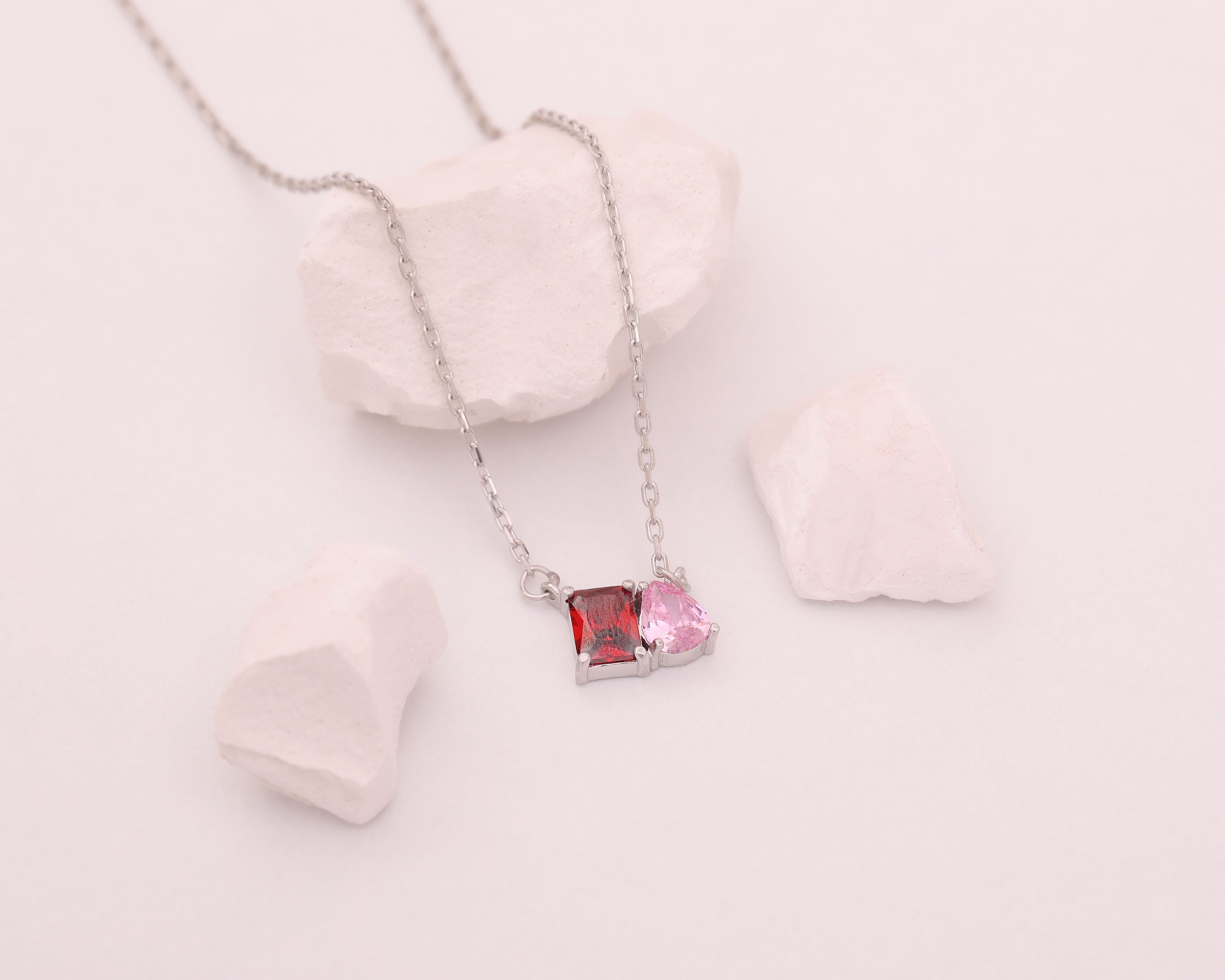 Custom Two Stone Birthstone Necklace