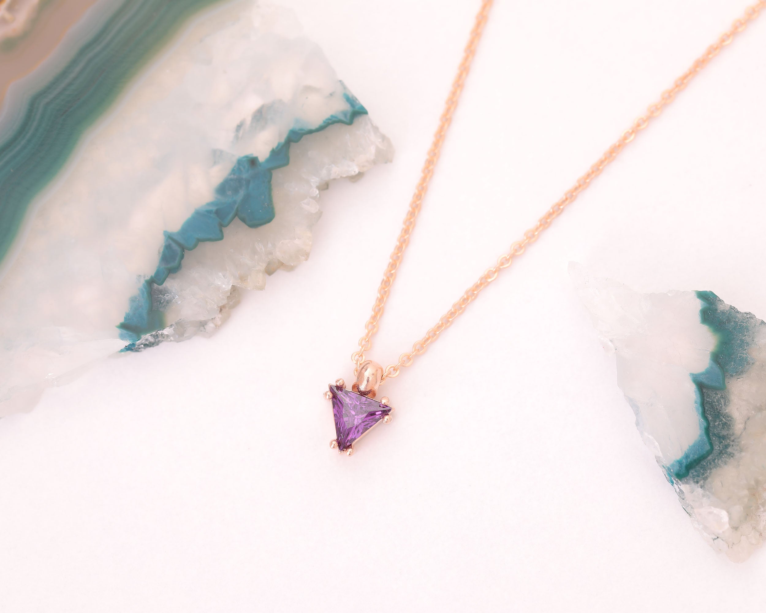 Trillion Cut Family Birthstone Necklace