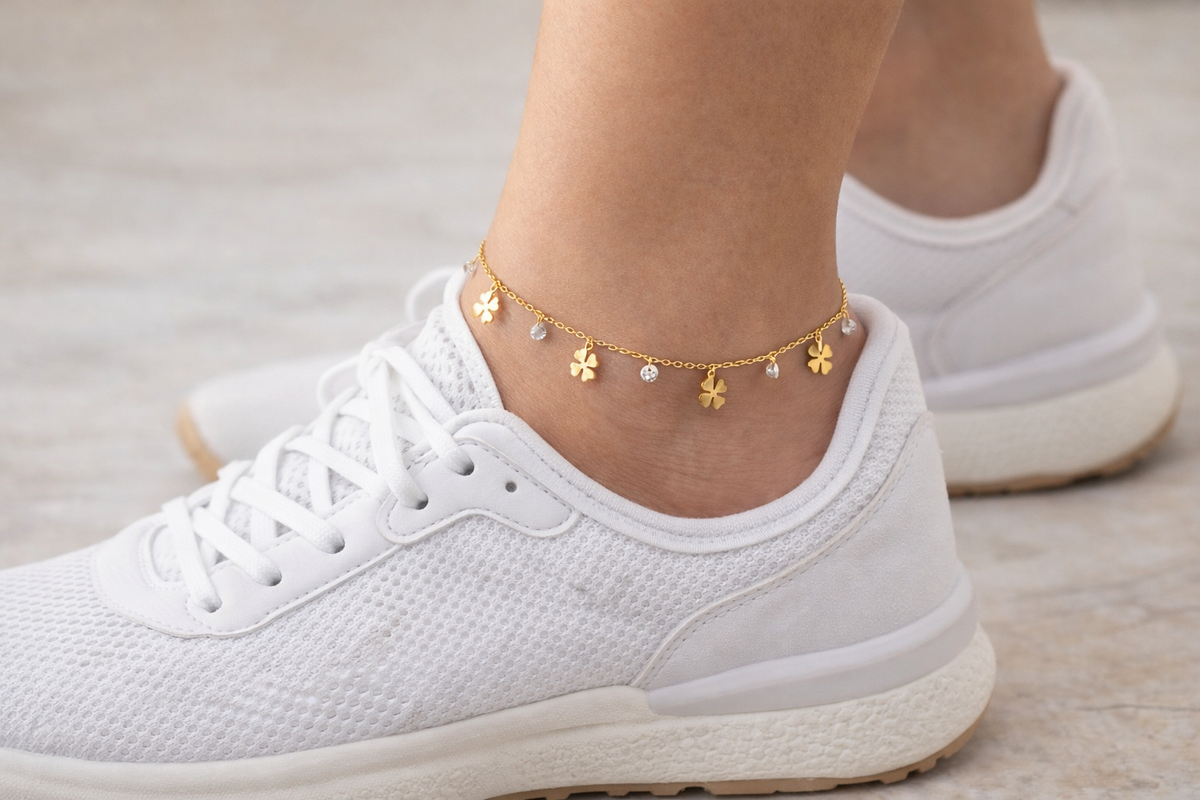 Four Leaf Clover Charm Anklet