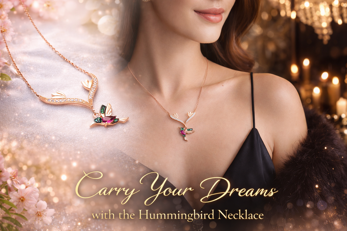 Rose Gold Hummingbird Pendant Necklace