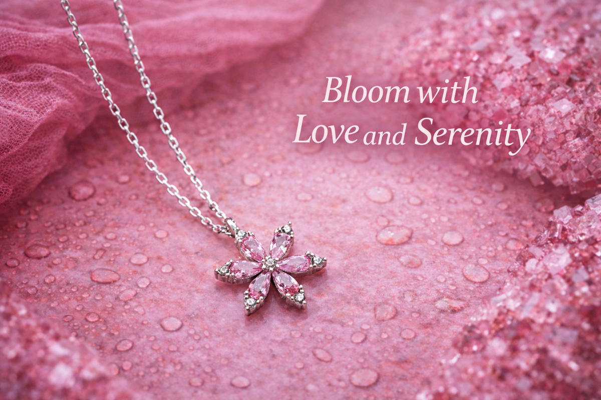 Pink Crystal Flower Necklace