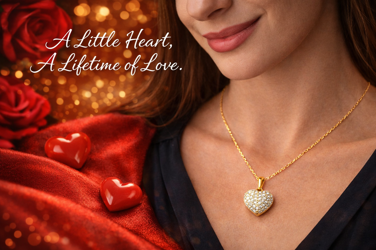 Pave Crystal Puffy Heart Necklace
