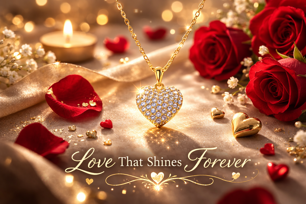 Pave Crystal Puffy Heart Necklace