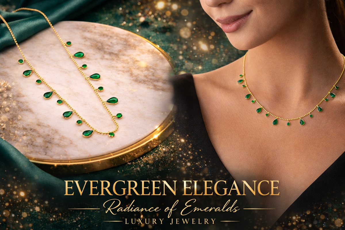 Emerald Teardrop Fringe Necklace