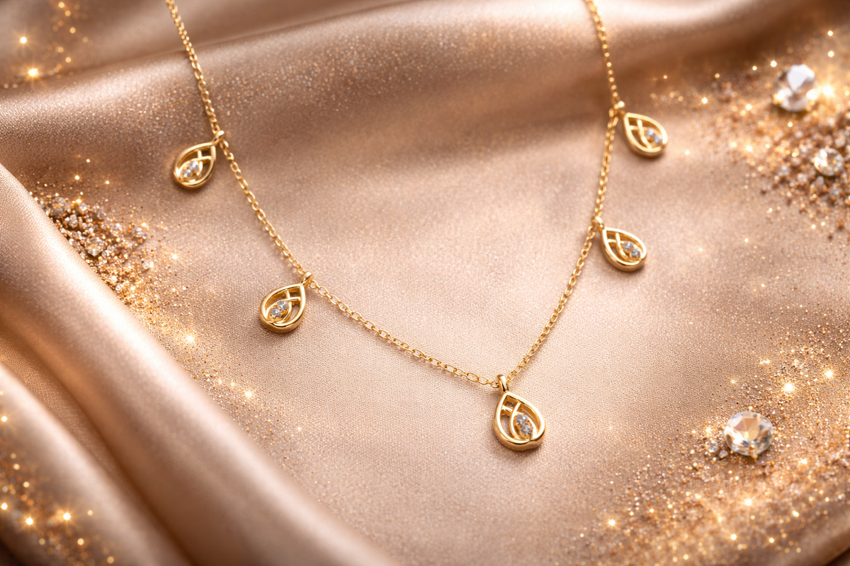 Woven Droplet Charm Necklace