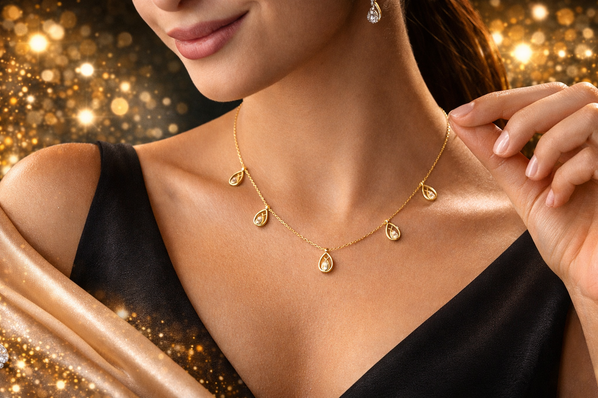 Woven Droplet Charm Necklace