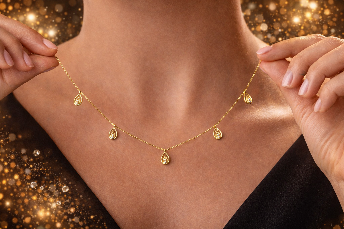 Woven Droplet Charm Necklace