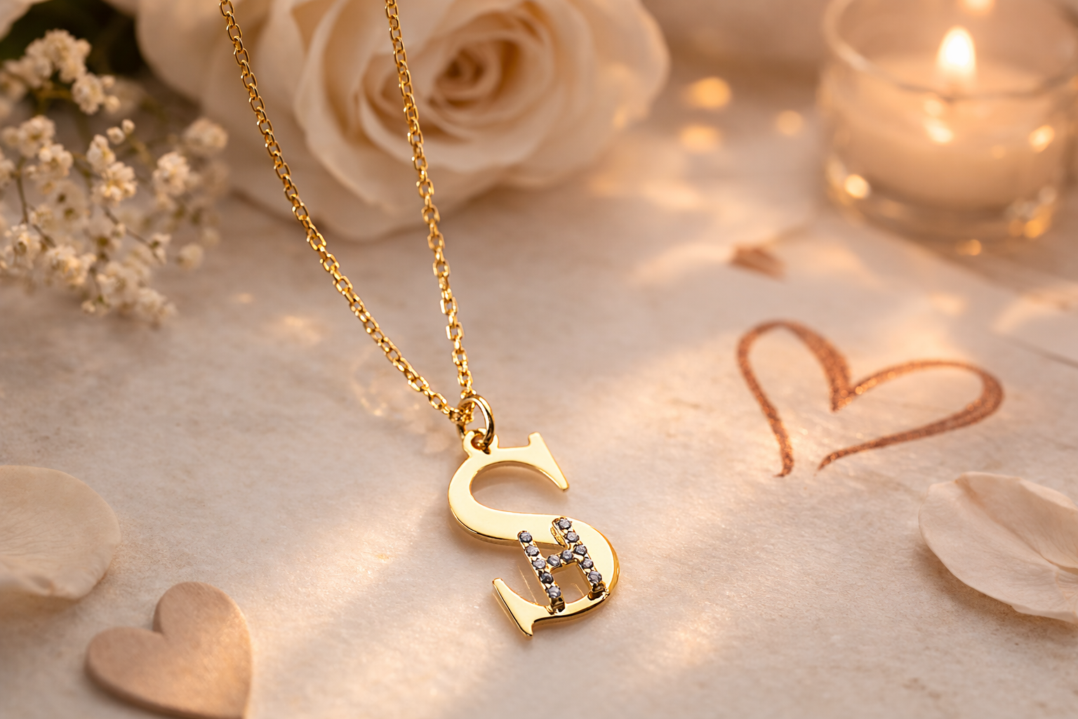 Custom Two Initial Pave Necklace