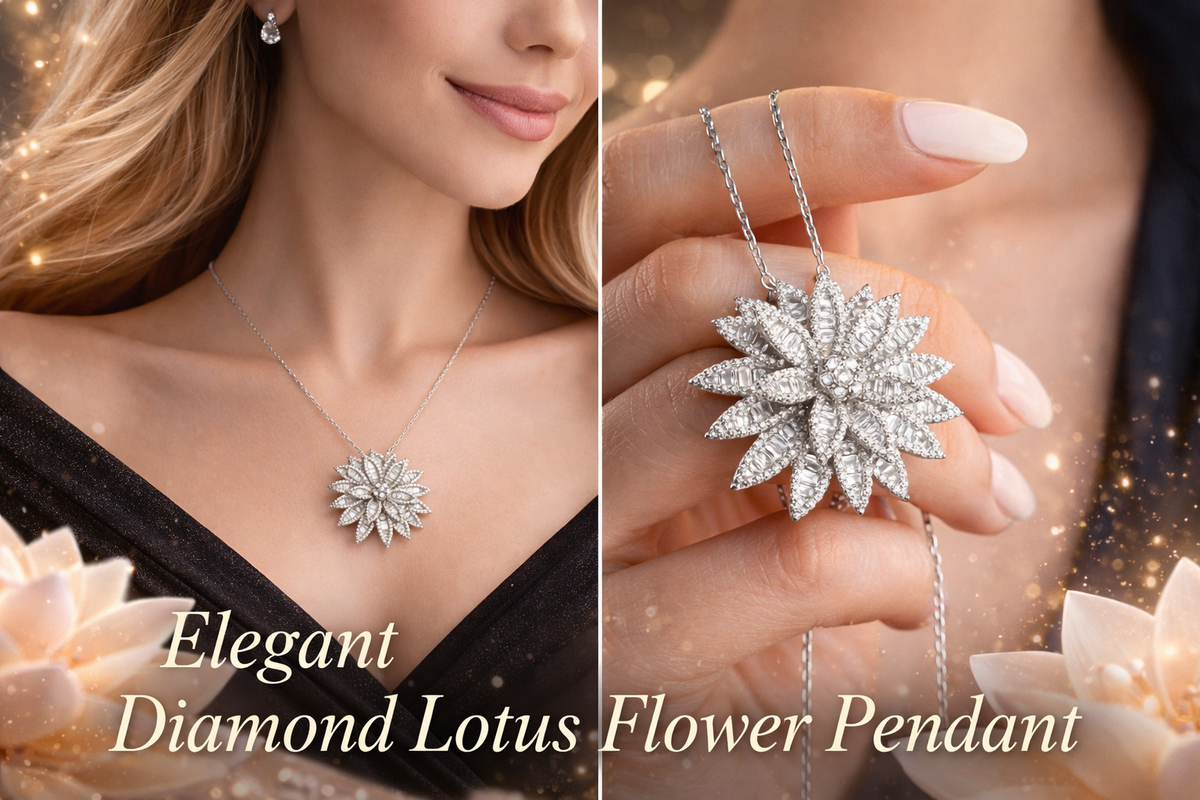 Layered Lotus Flower Pendant Necklace