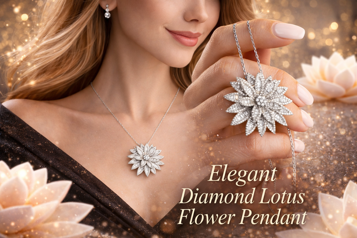 Layered Lotus Flower Pendant Necklace