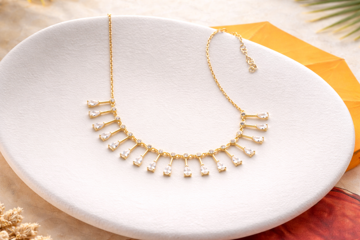 Crystal Fringe Gold Anklet