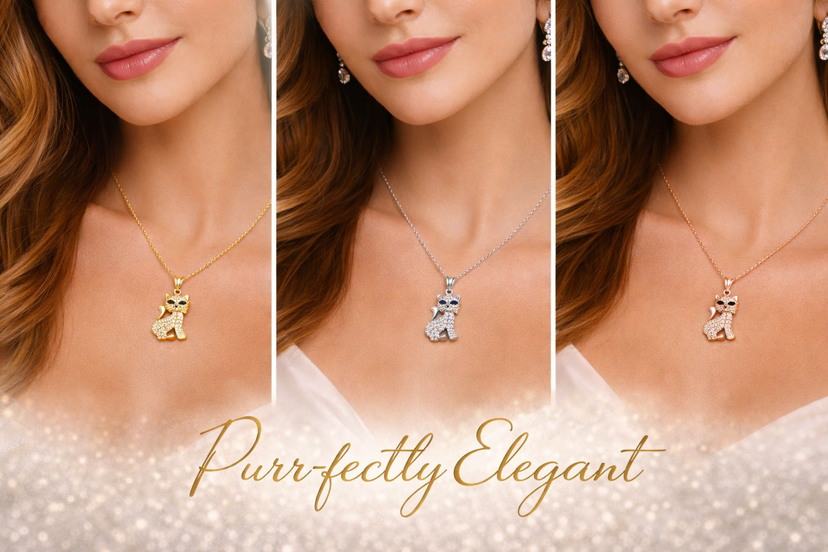 Pave Crystal Cat Pendant Necklace