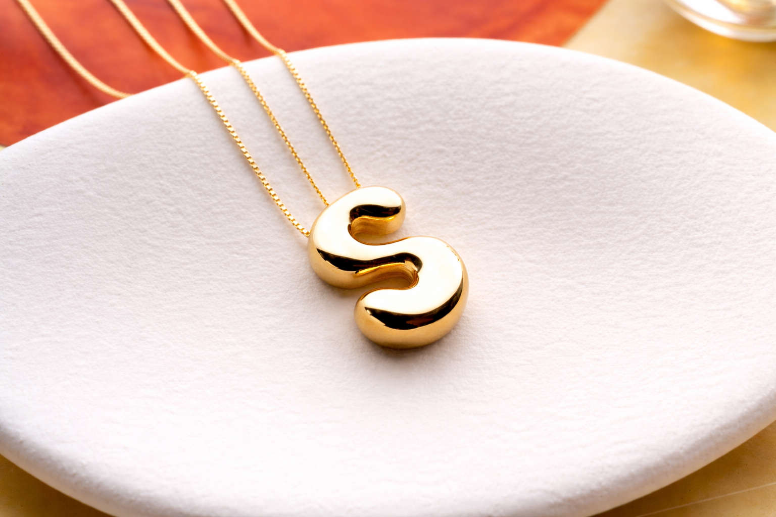 Custom Bubble Letter Initial Necklace