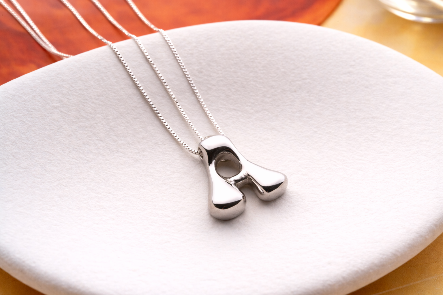 Custom Bubble Letter Initial Necklace