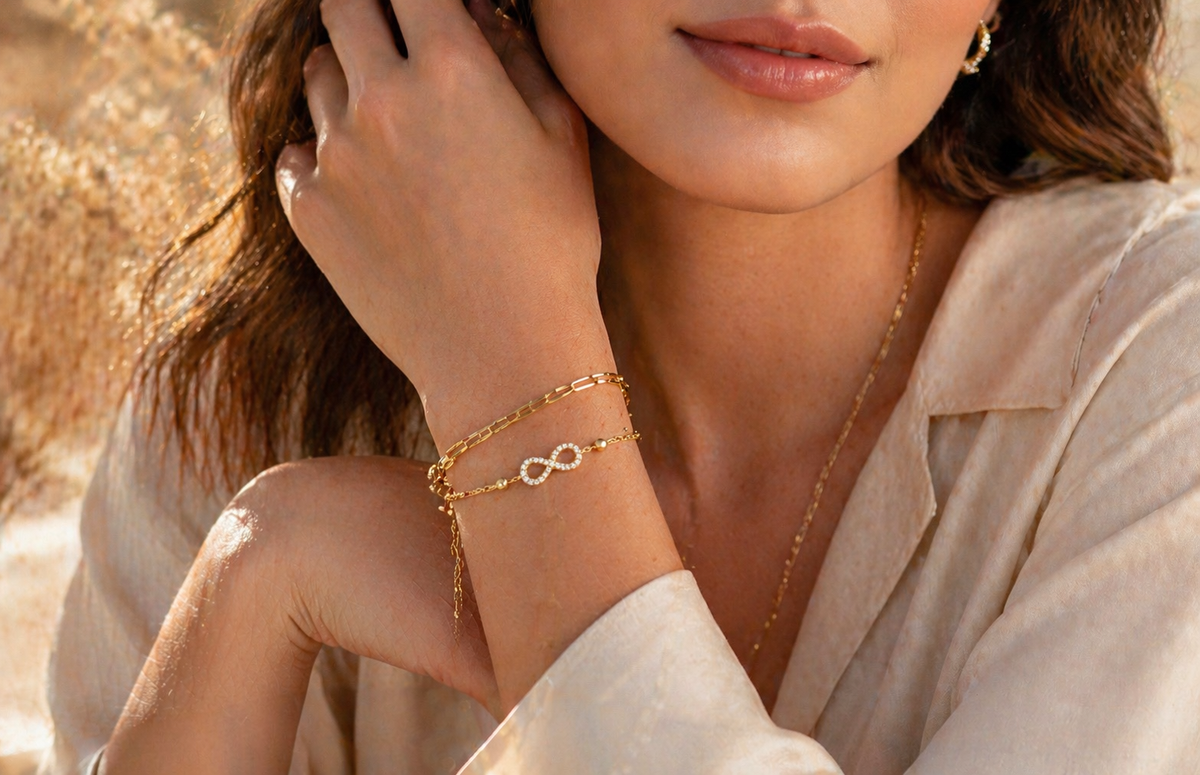 Double Strand Infinity Bracelet in Gold