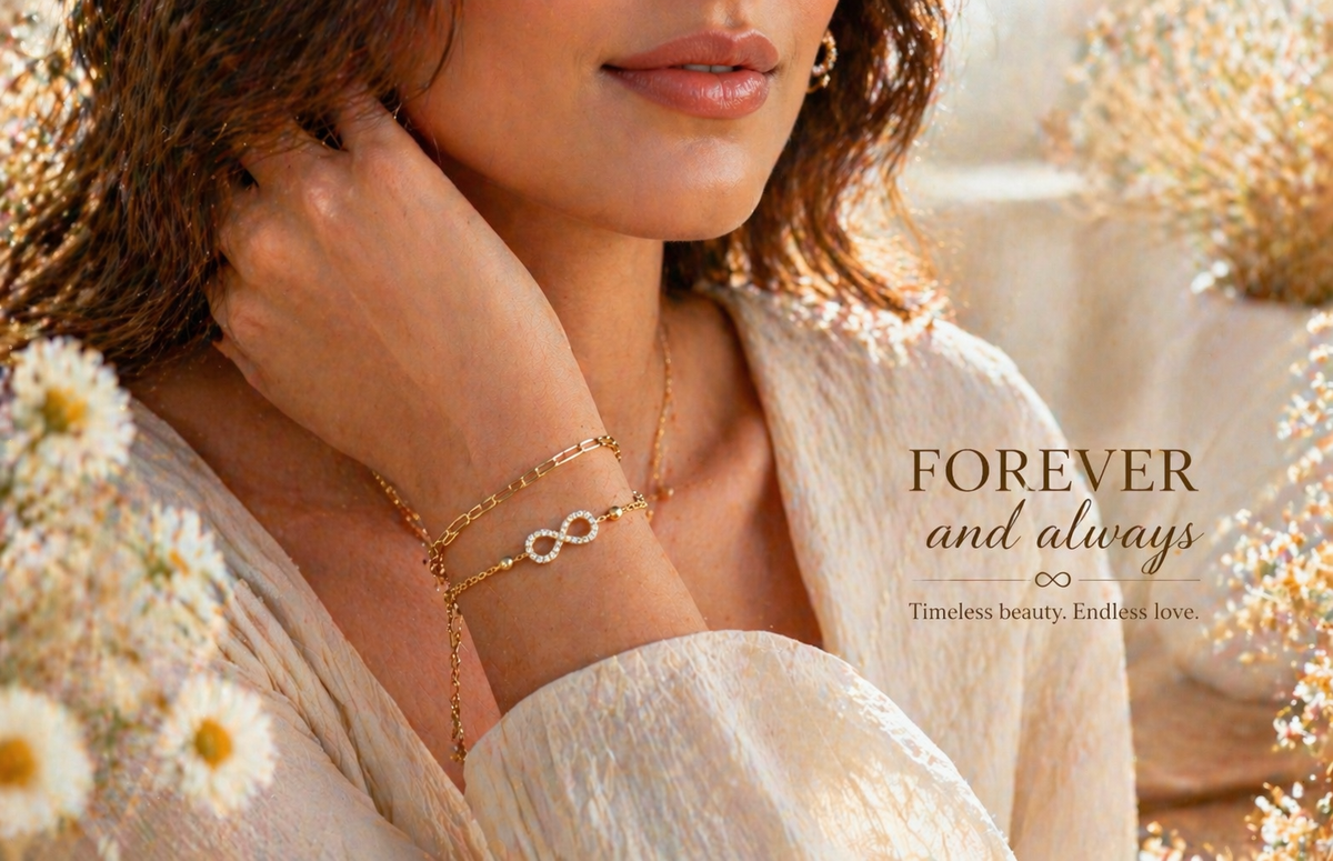 Double Strand Infinity Bracelet in Gold