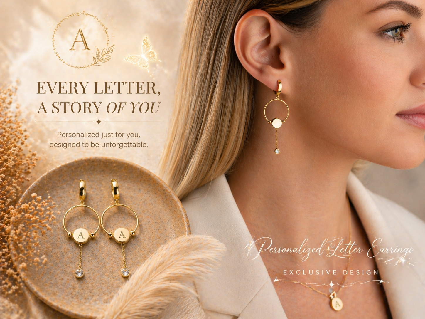 Custom Initial Disc Hoop Earrings