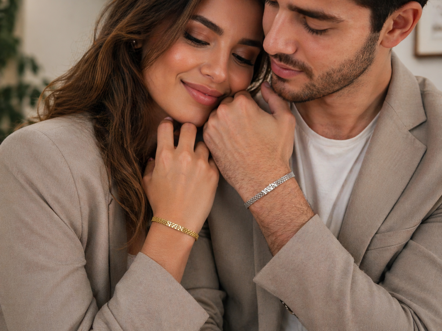 Personalized Couple's Name Chain Bracelets