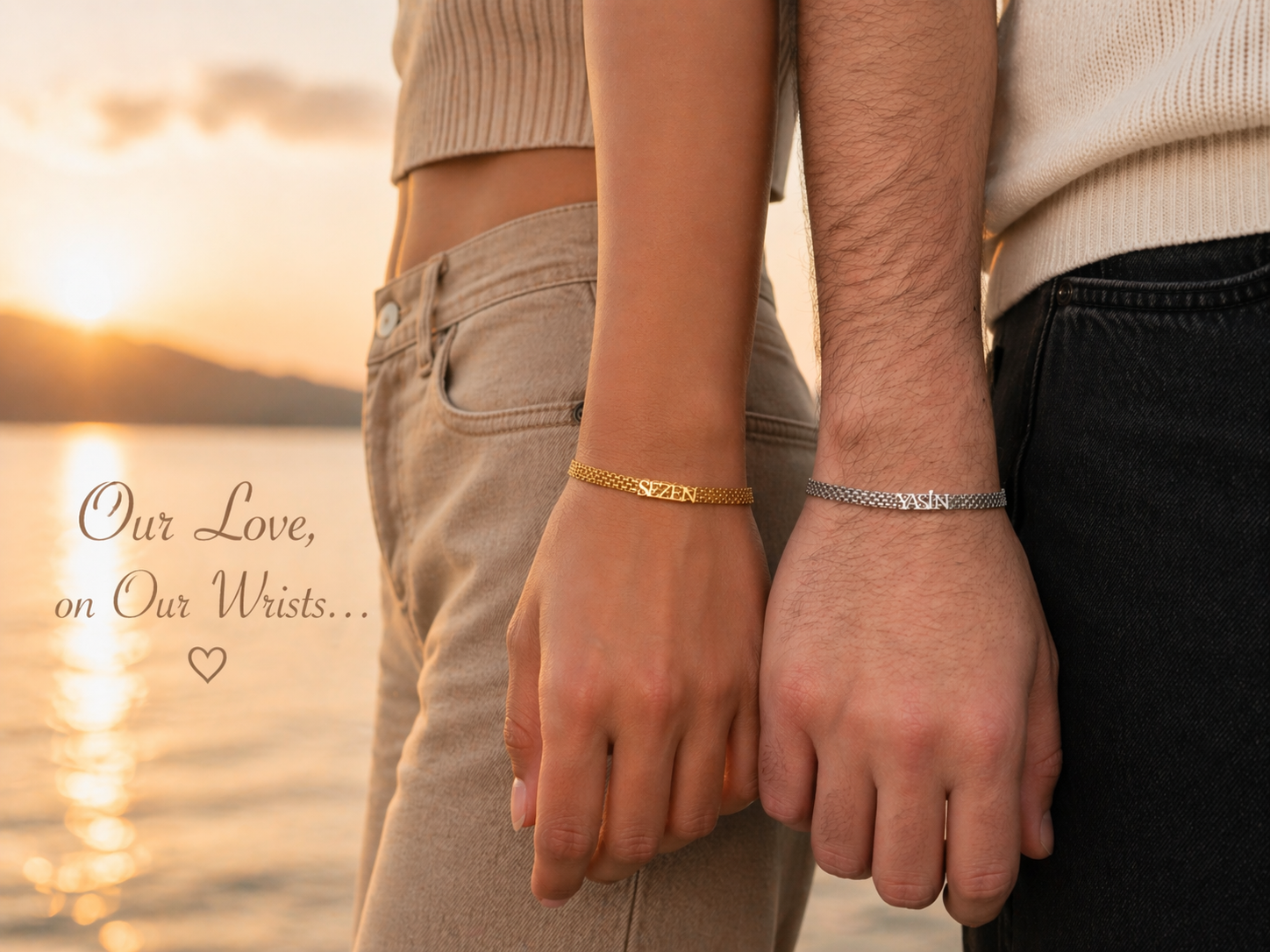 Matching His and Hers Name Bracelet Set