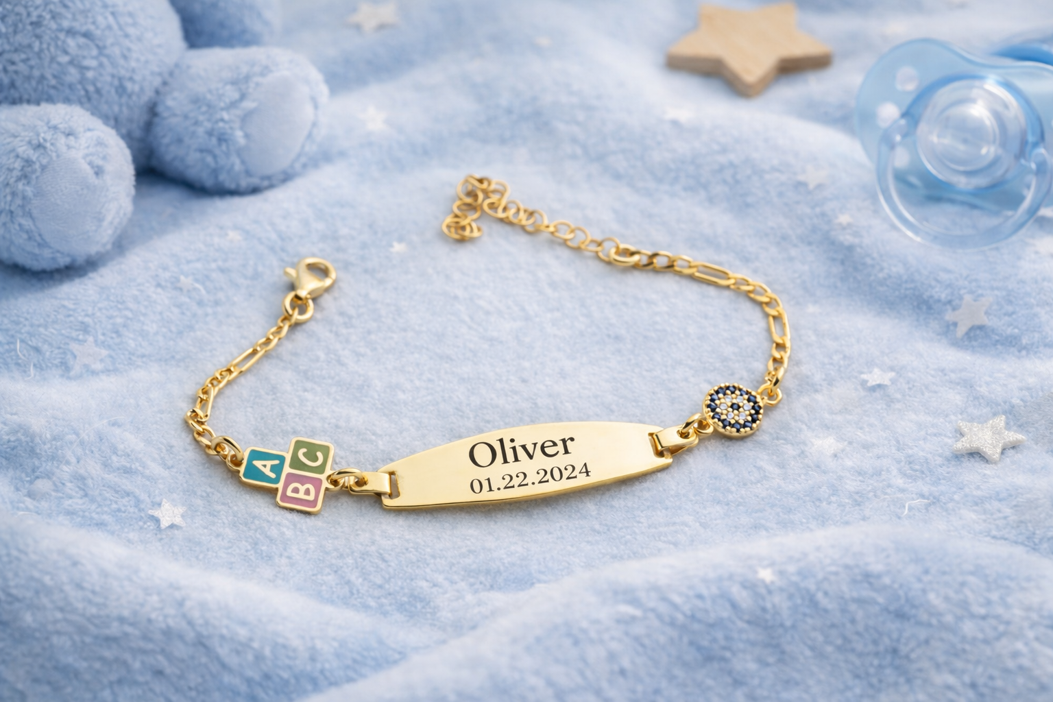 Custom Baby ID Bracelet with Name and Date