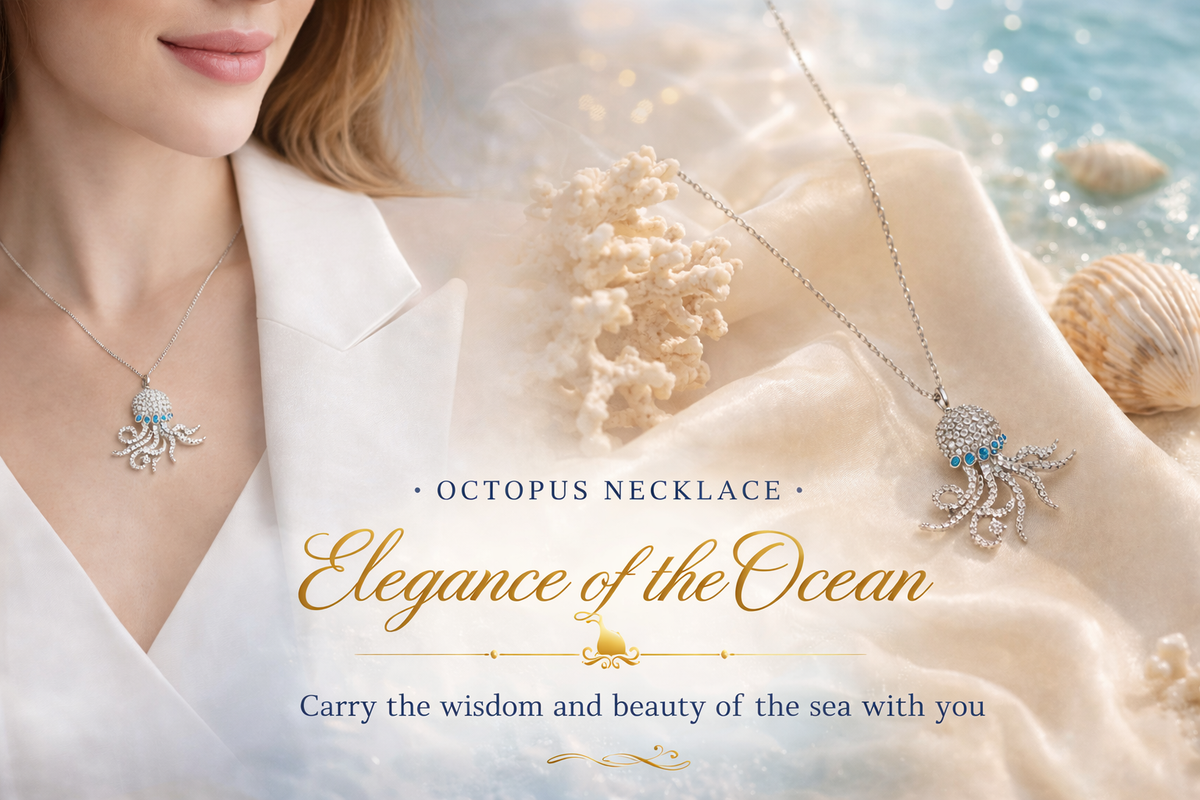 Pave Crystal Octopus Pendant Necklace