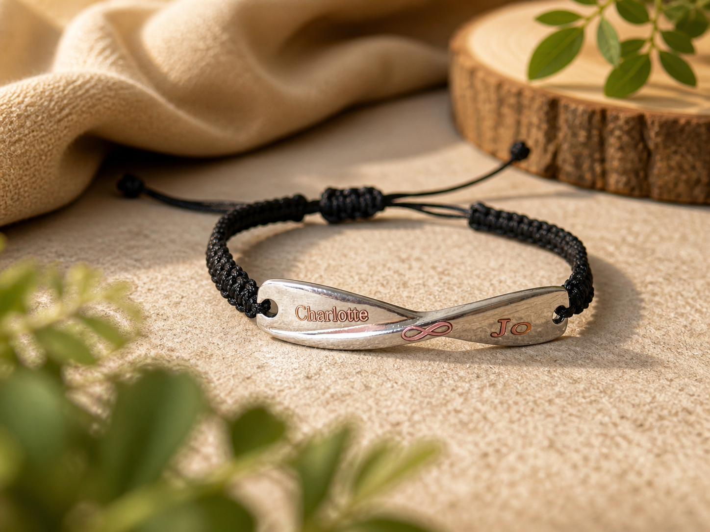 Custom Couple's Infinity Bar Bracelet