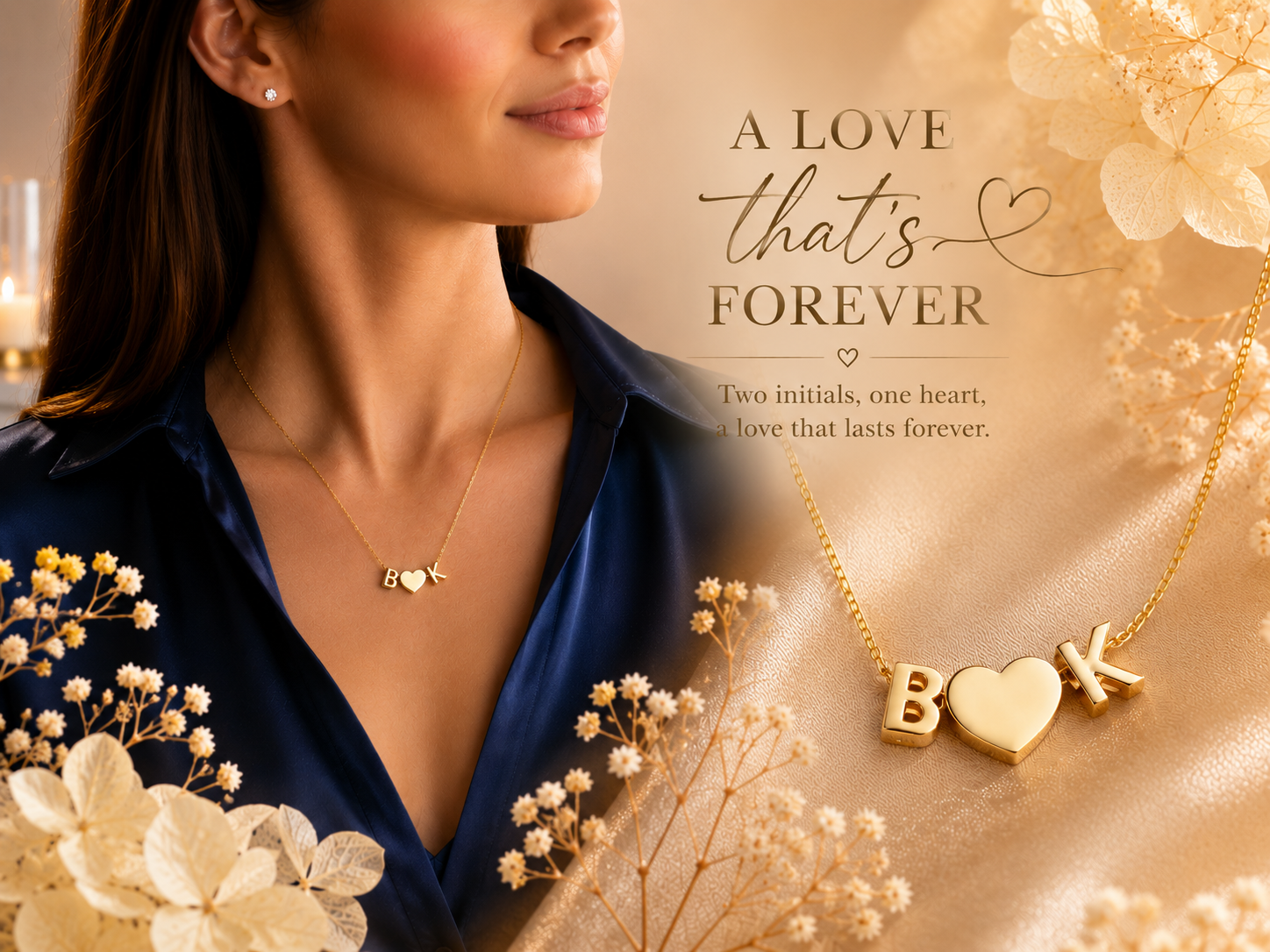 Custom Couple's Initials Heart Necklace