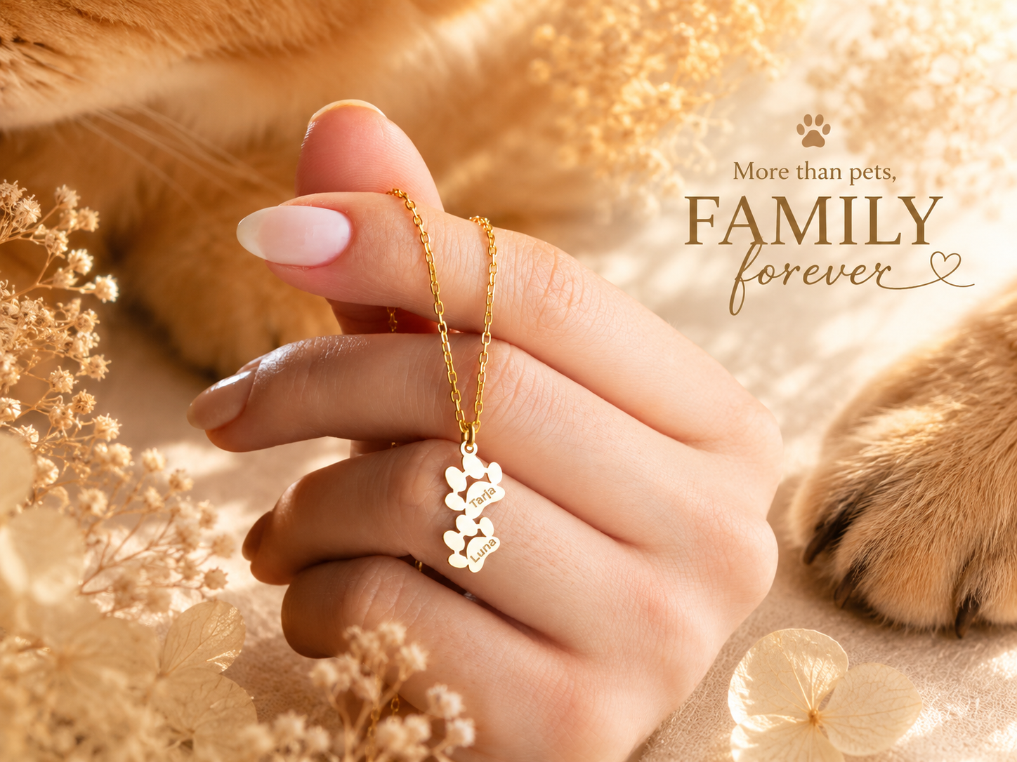 Custom Multi Pet Paw Necklace