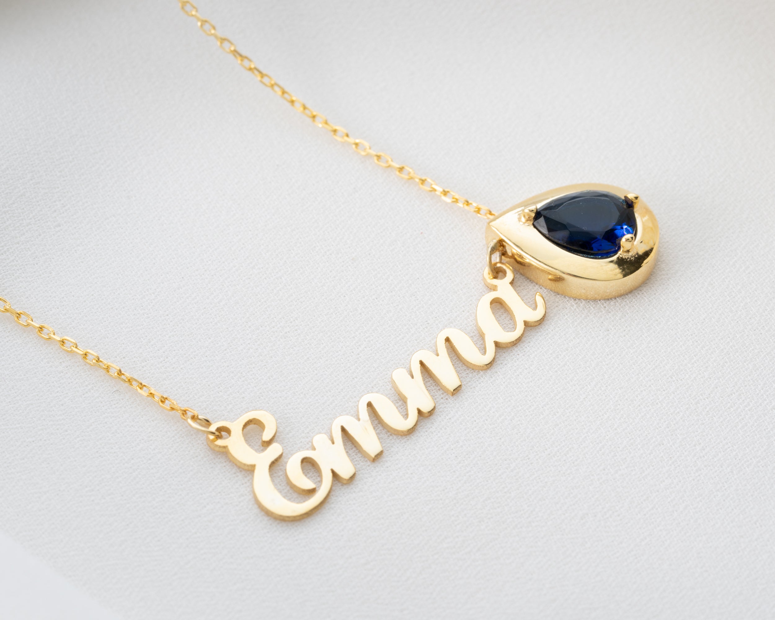 Custom Name Necklace with Birthstone Charm