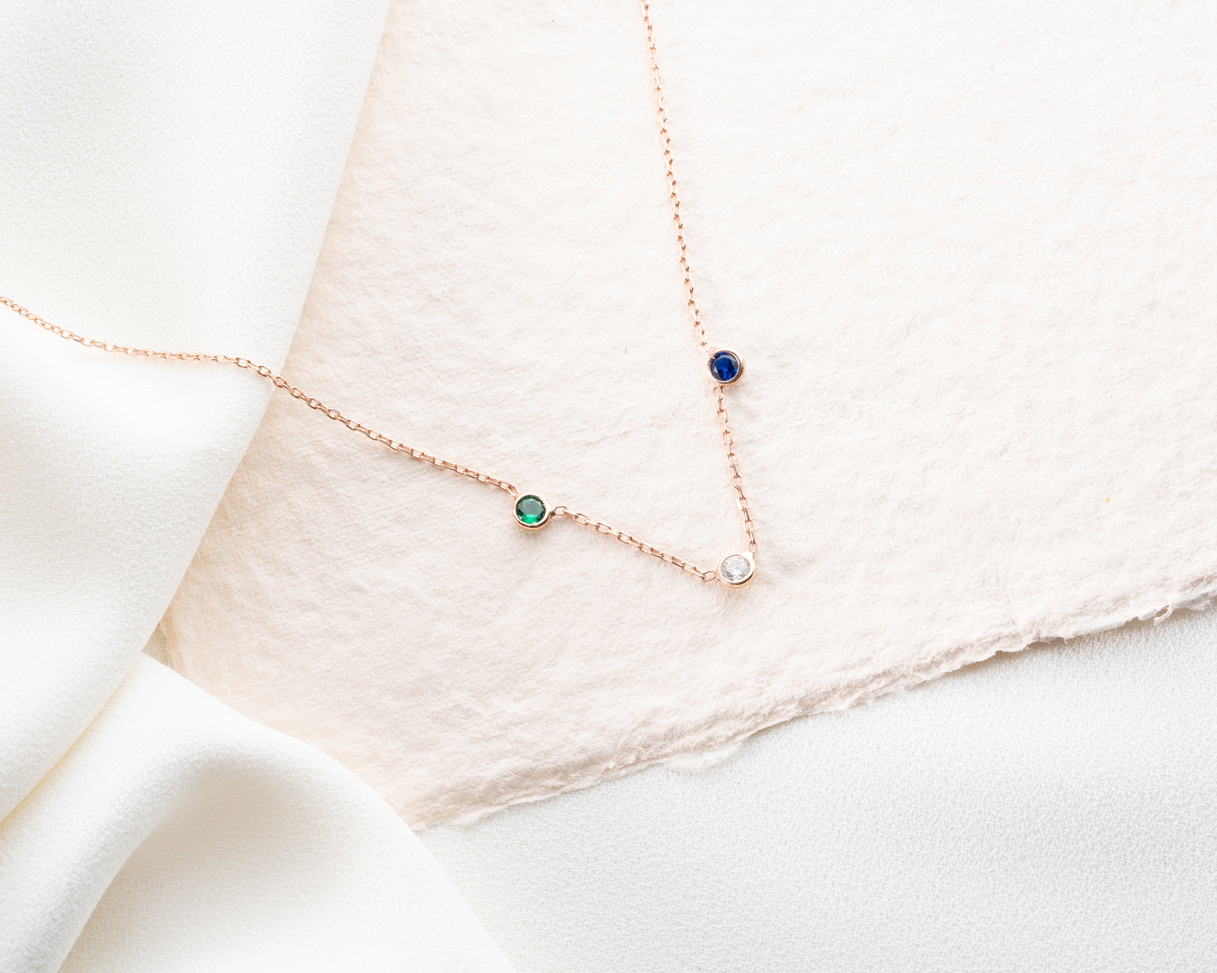 Minimalist Family Birthstone Station Necklace