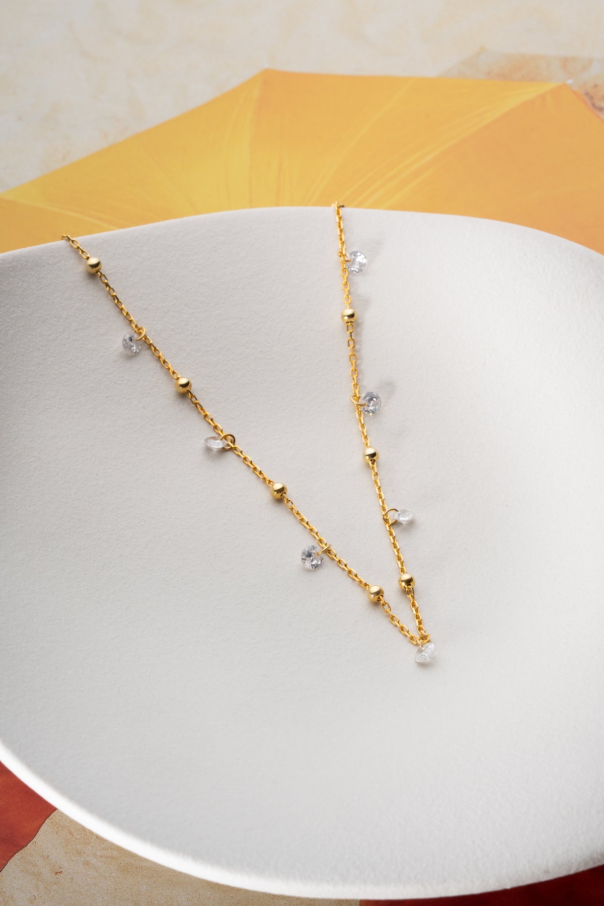 Crystal Dangle Chain Anklet in Gold
