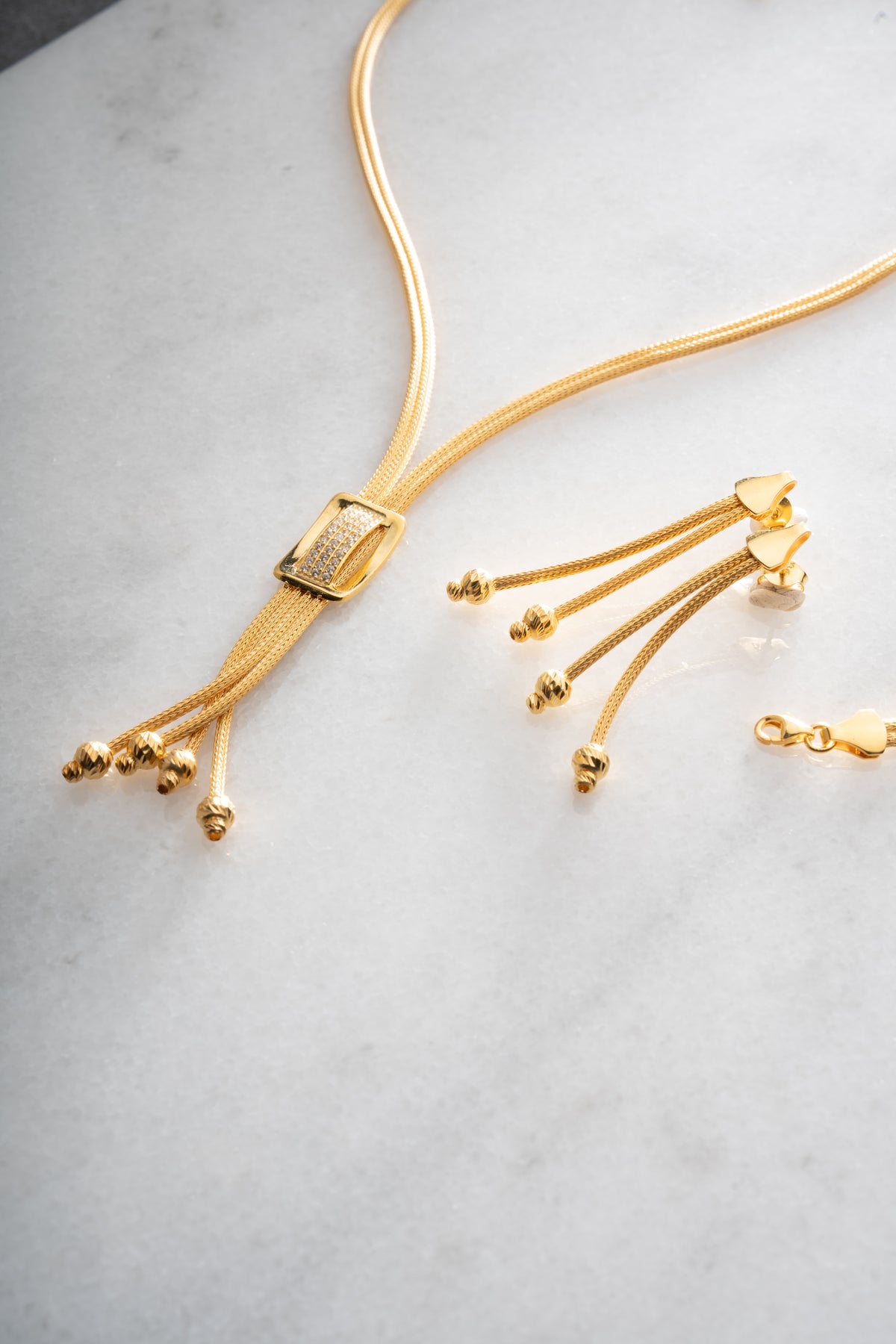 Woven Gold Chain Tassel Jewelry Set