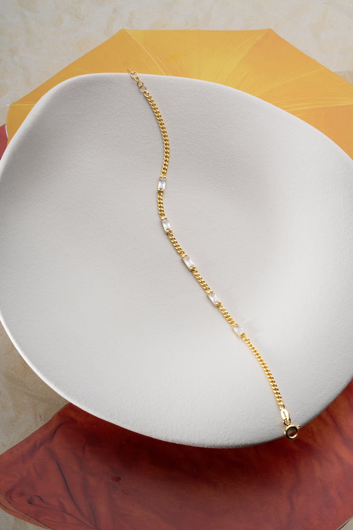 Baguette Stone Curb Chain Bracelet