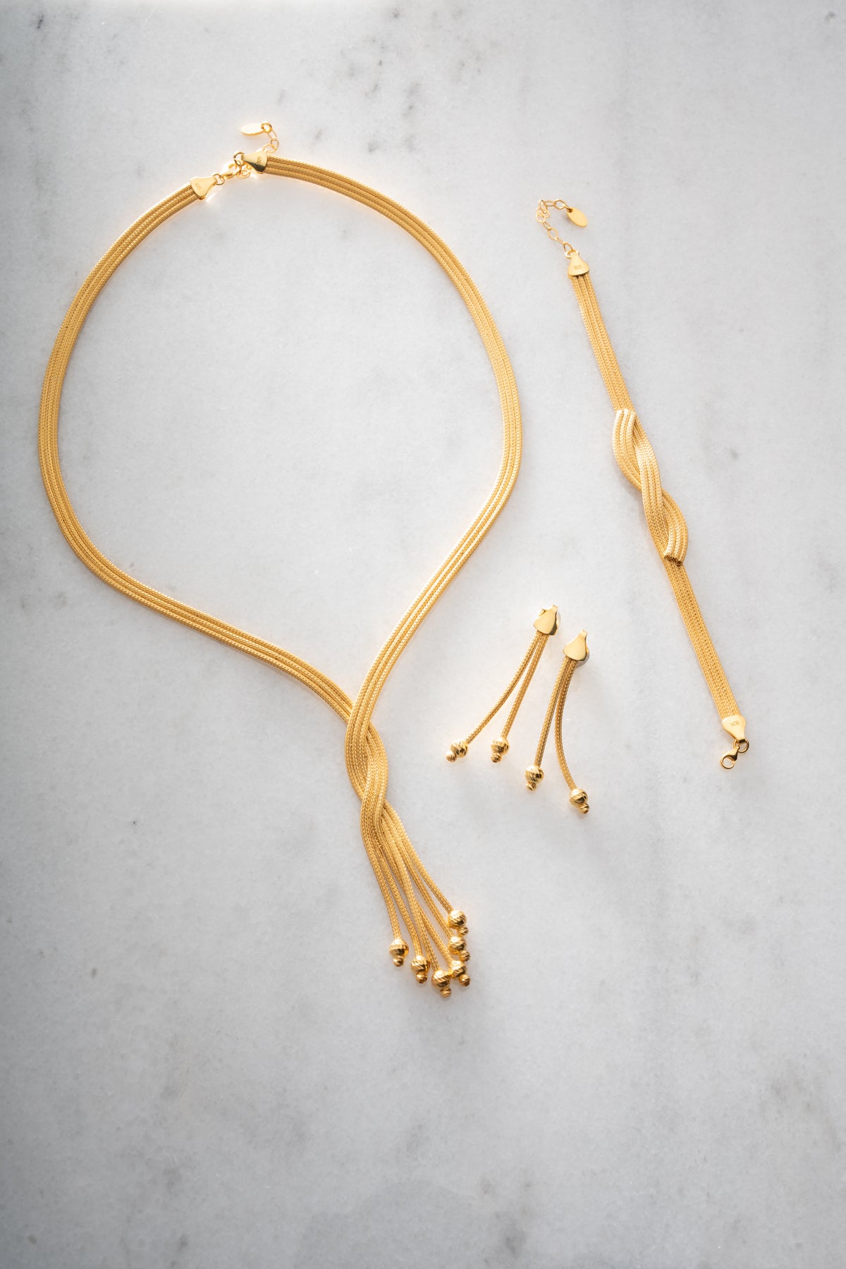 Woven Gold Knot Tassel Jewelry Set