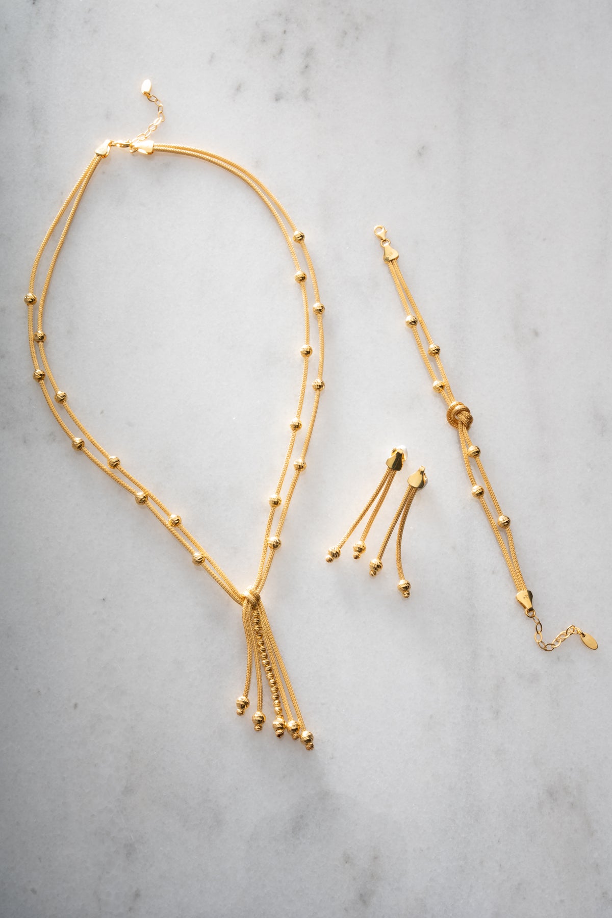 Diamond Cut Knot Tassel Jewelry Set