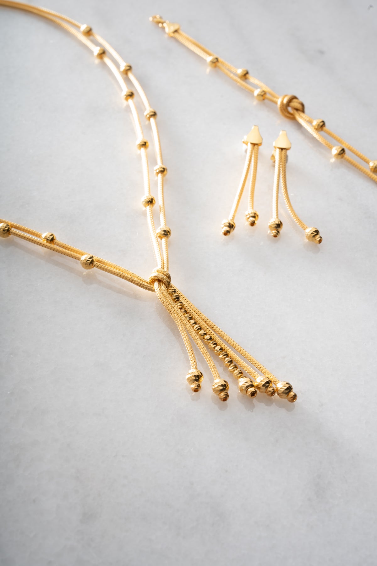 Diamond Cut Knot Tassel Jewelry Set