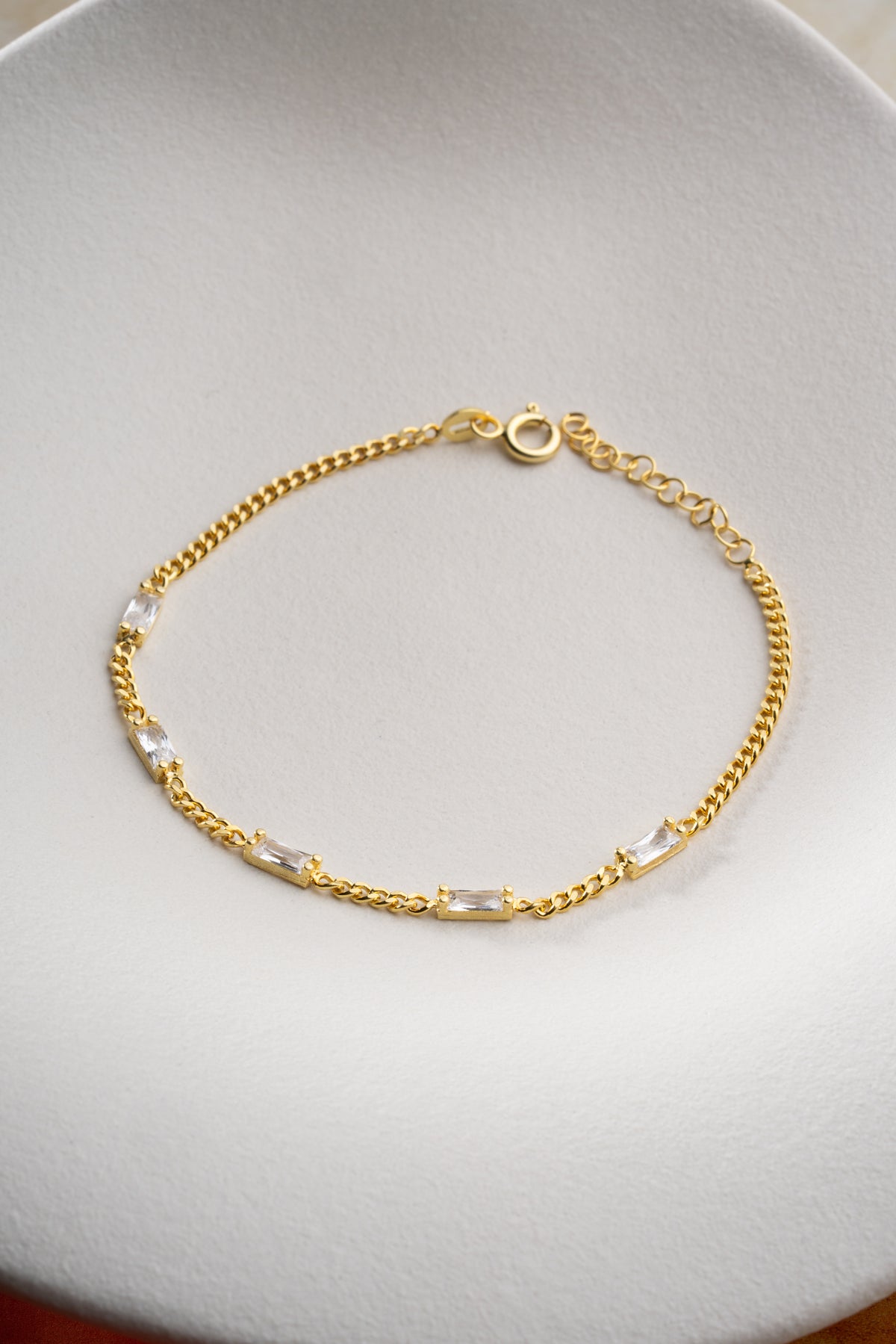 Baguette Stone Curb Chain Bracelet