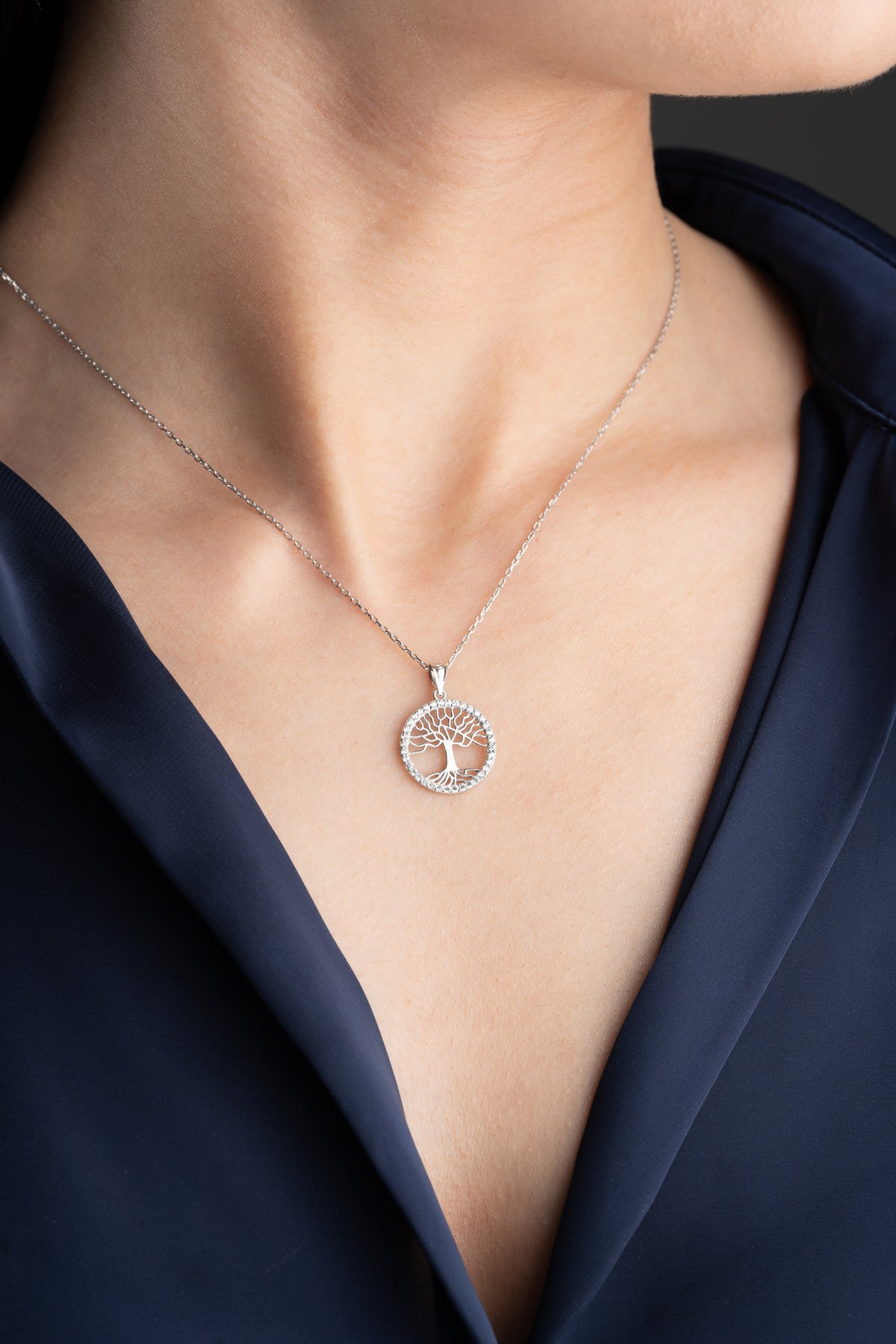 Tree of Life Circle Pendant Necklace