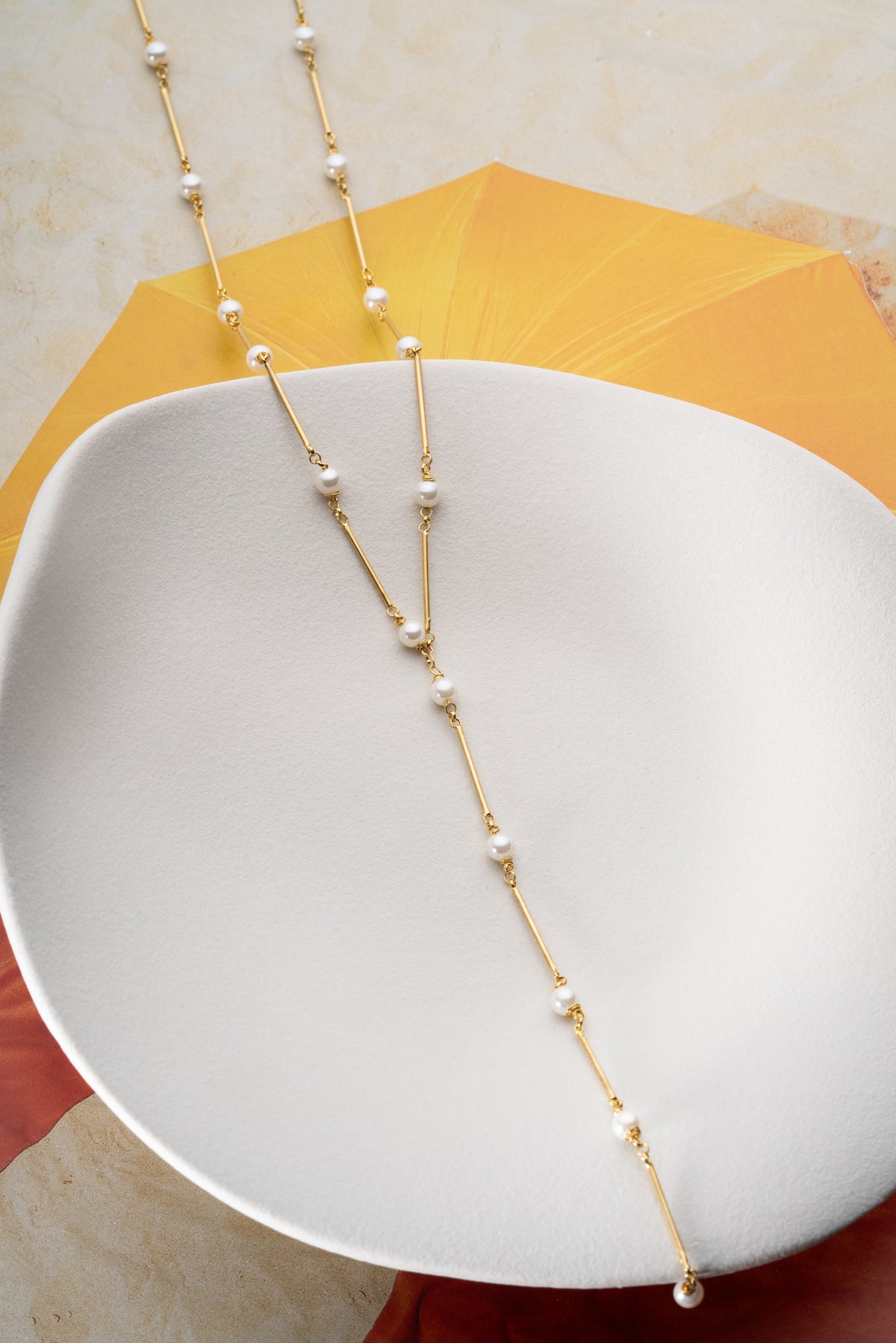 Pearl Station Lariat Necklace