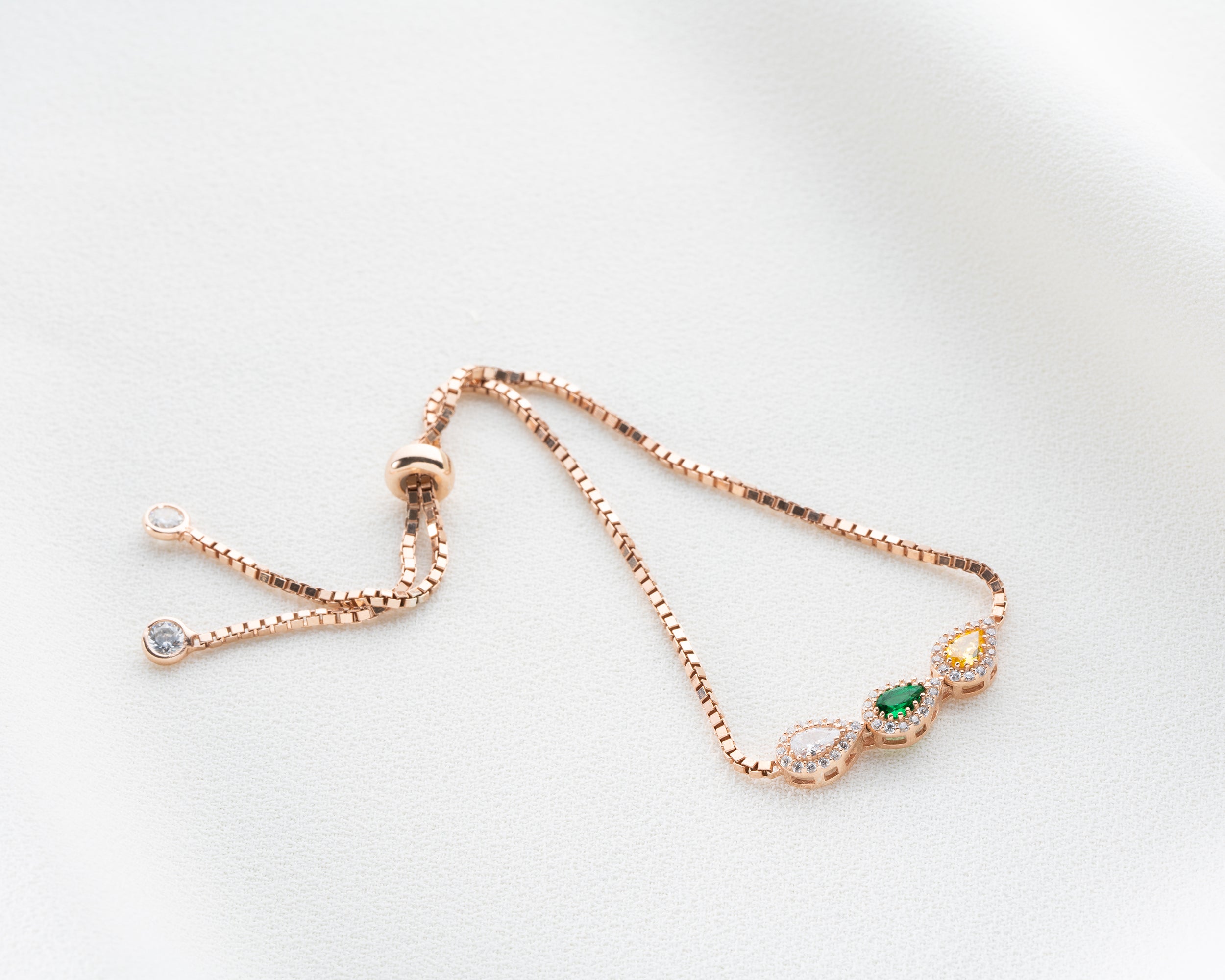 Custom Teardrop Birthstone Family Bracelet