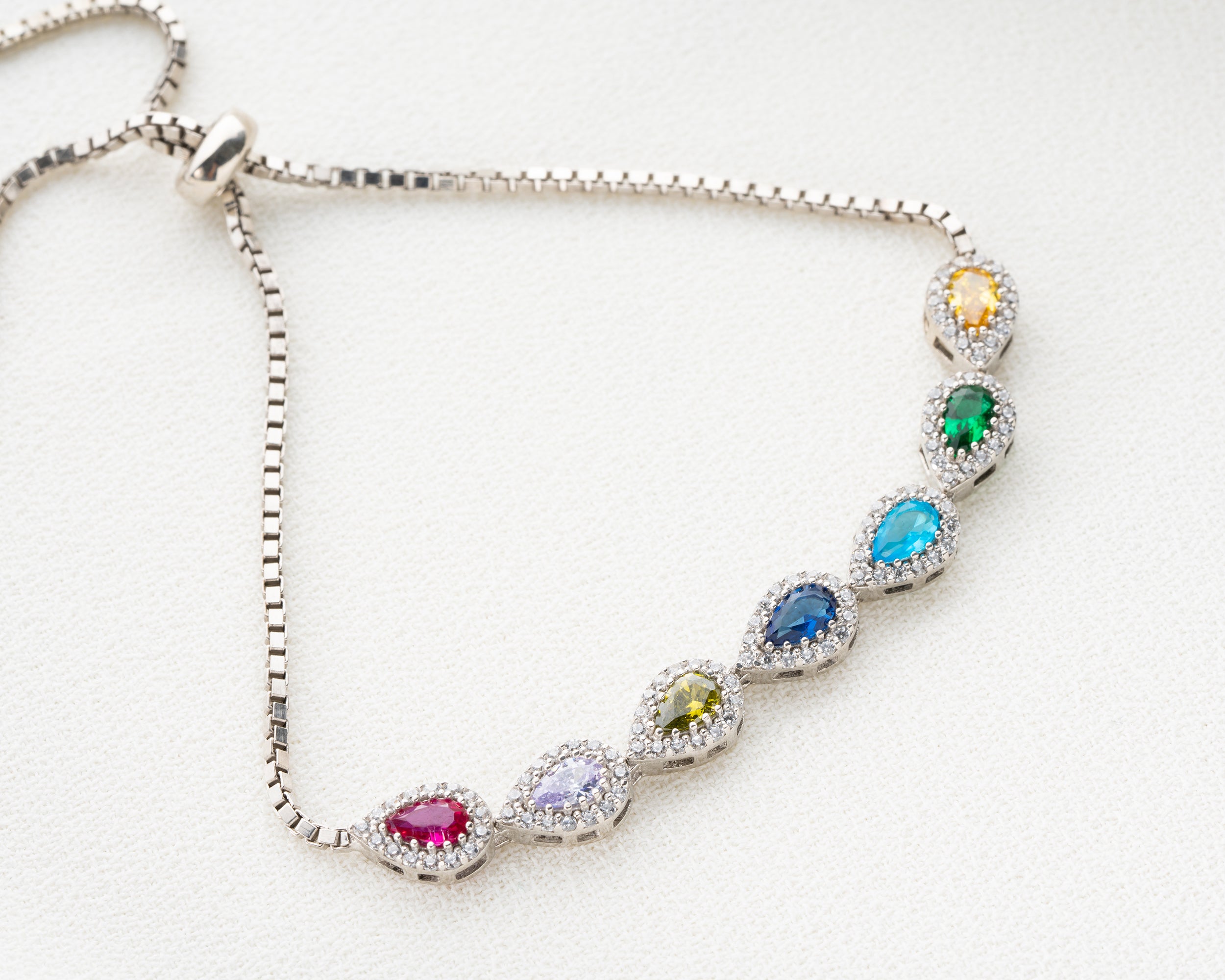 Custom Teardrop Birthstone Family Bracelet