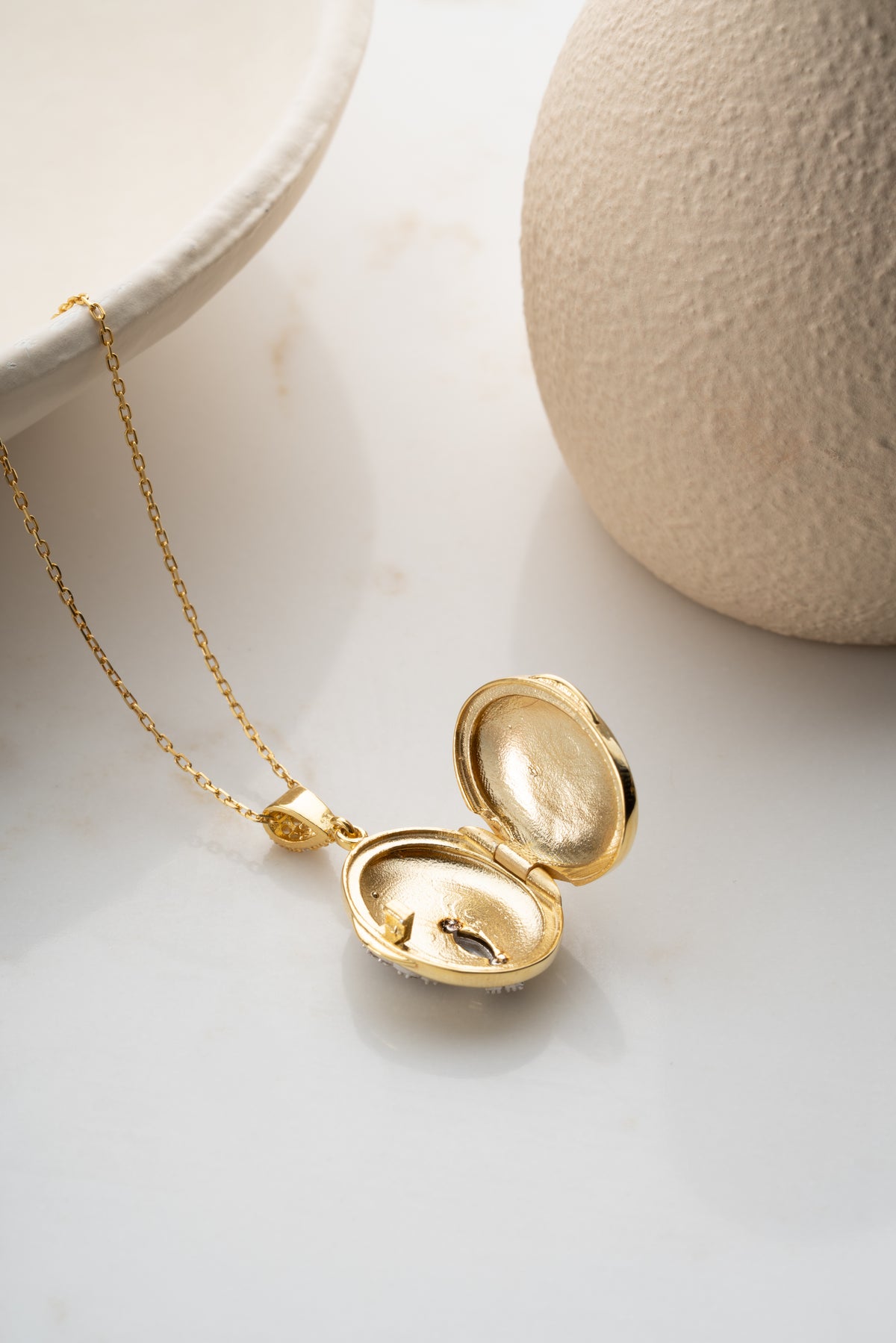 Phoenix Wings Oval Locket Necklace