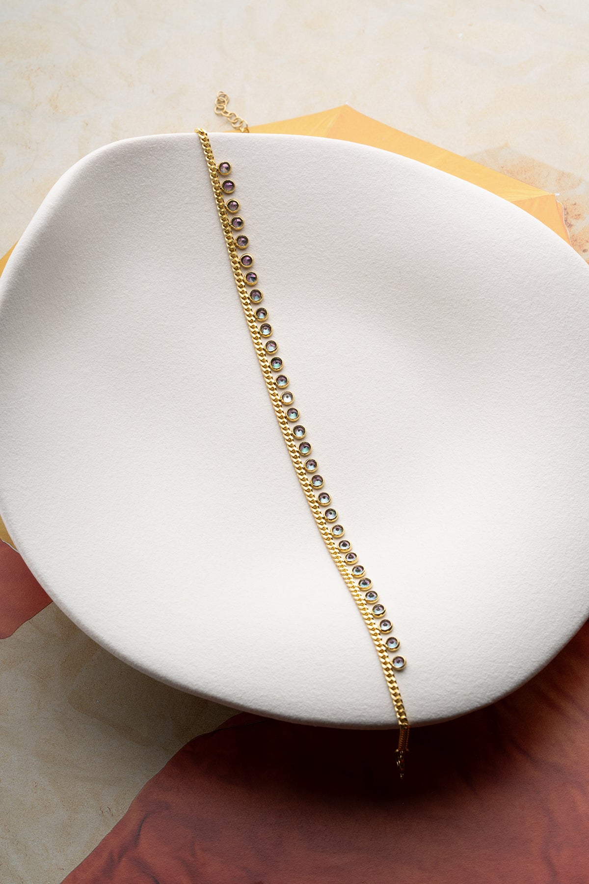 Iridescent Crystal Tennis Anklet