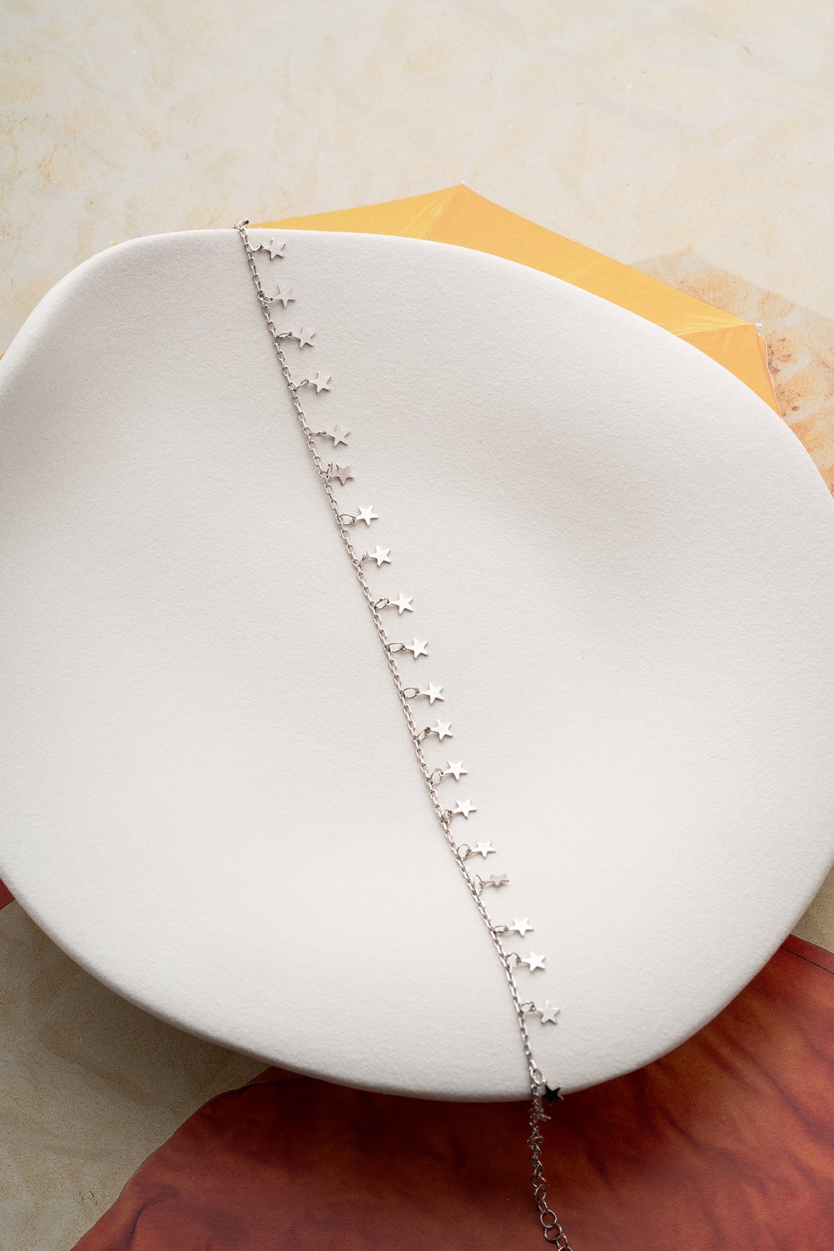 Dangling Star Charm Anklet in Silver