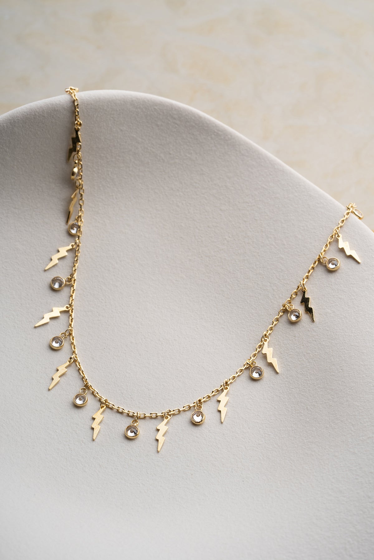 Gold Lightning Bolt Charm Anklet