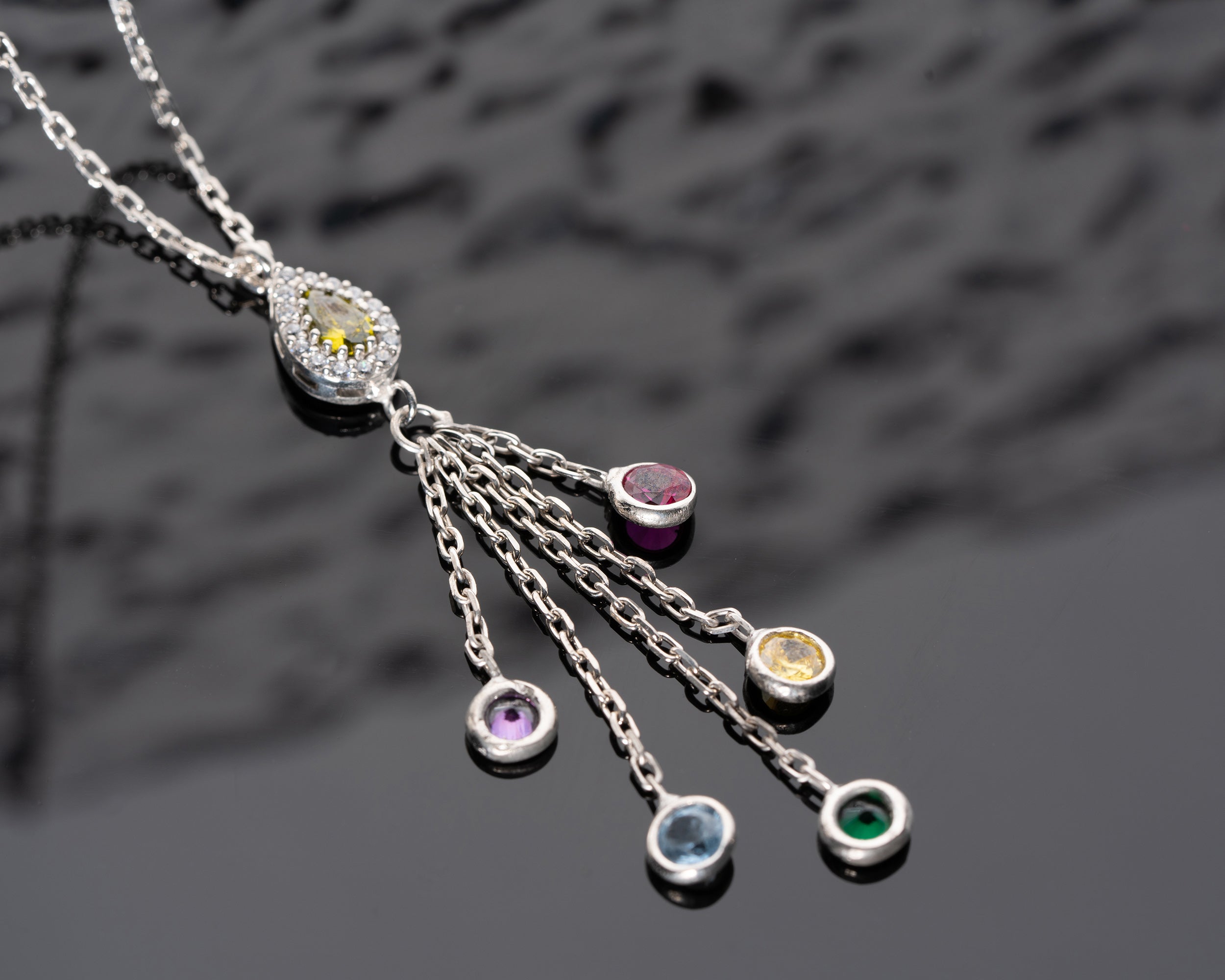 Minimal Family Birthstone Drop Necklace