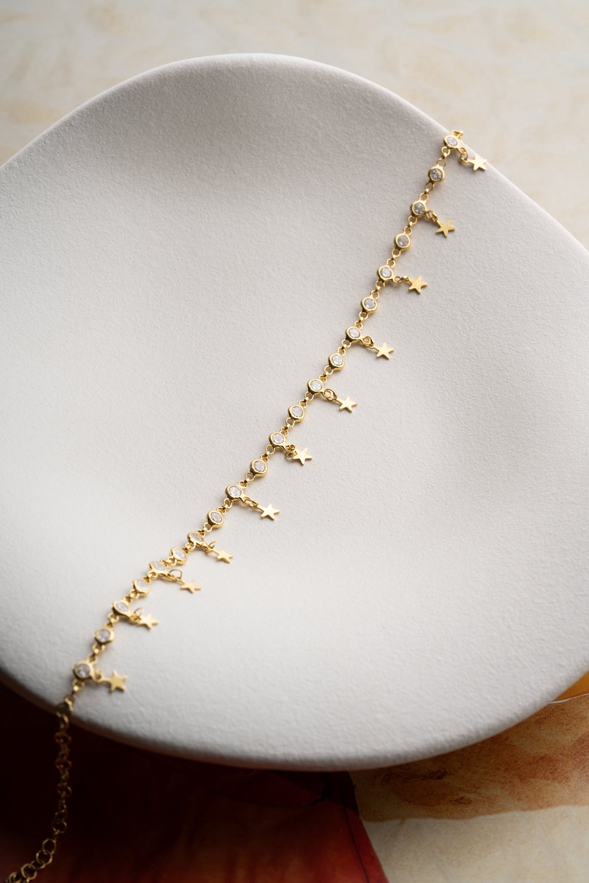 Star Charm Crystal Anklet in Gold